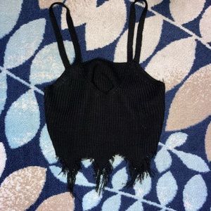 3/10! Black v-neck crop top